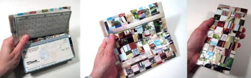 Recycled junk mail checkbook cover
