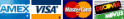 We accept Visa, , AmEx, Mastercard, Discover